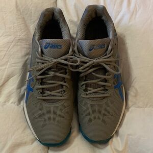 Asics Gray and Blue Athletic Sneakers
